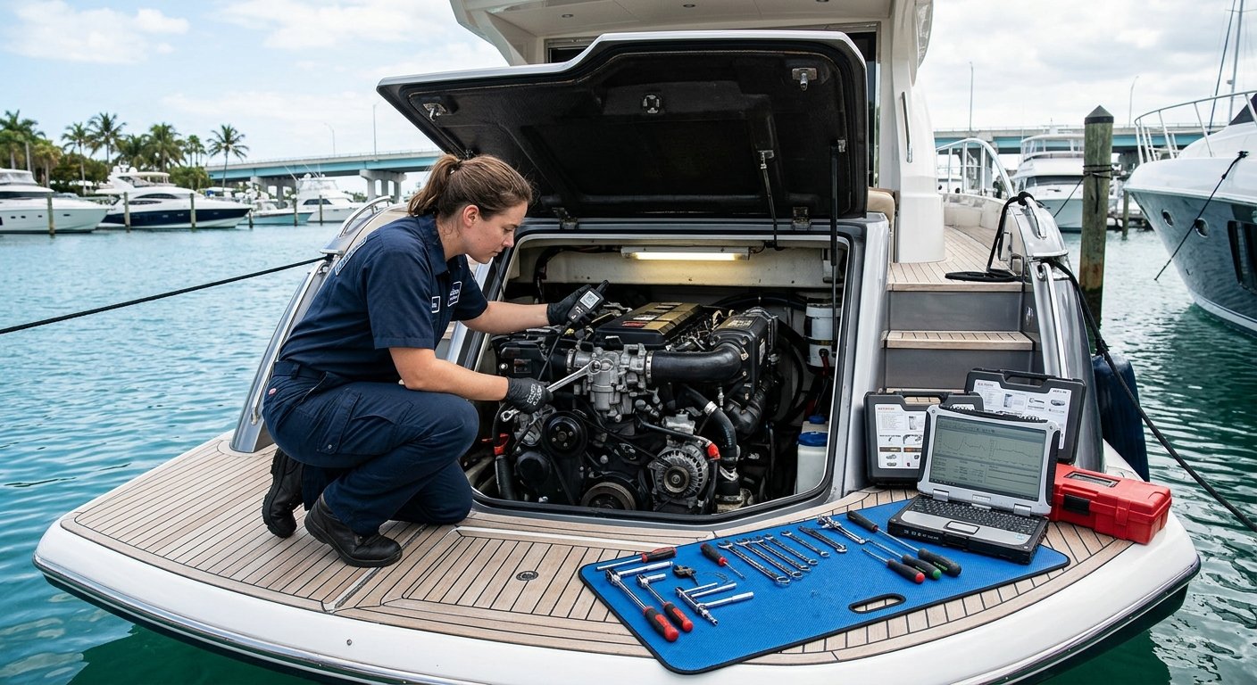 What On-Site Marine Engine Service Actually Means